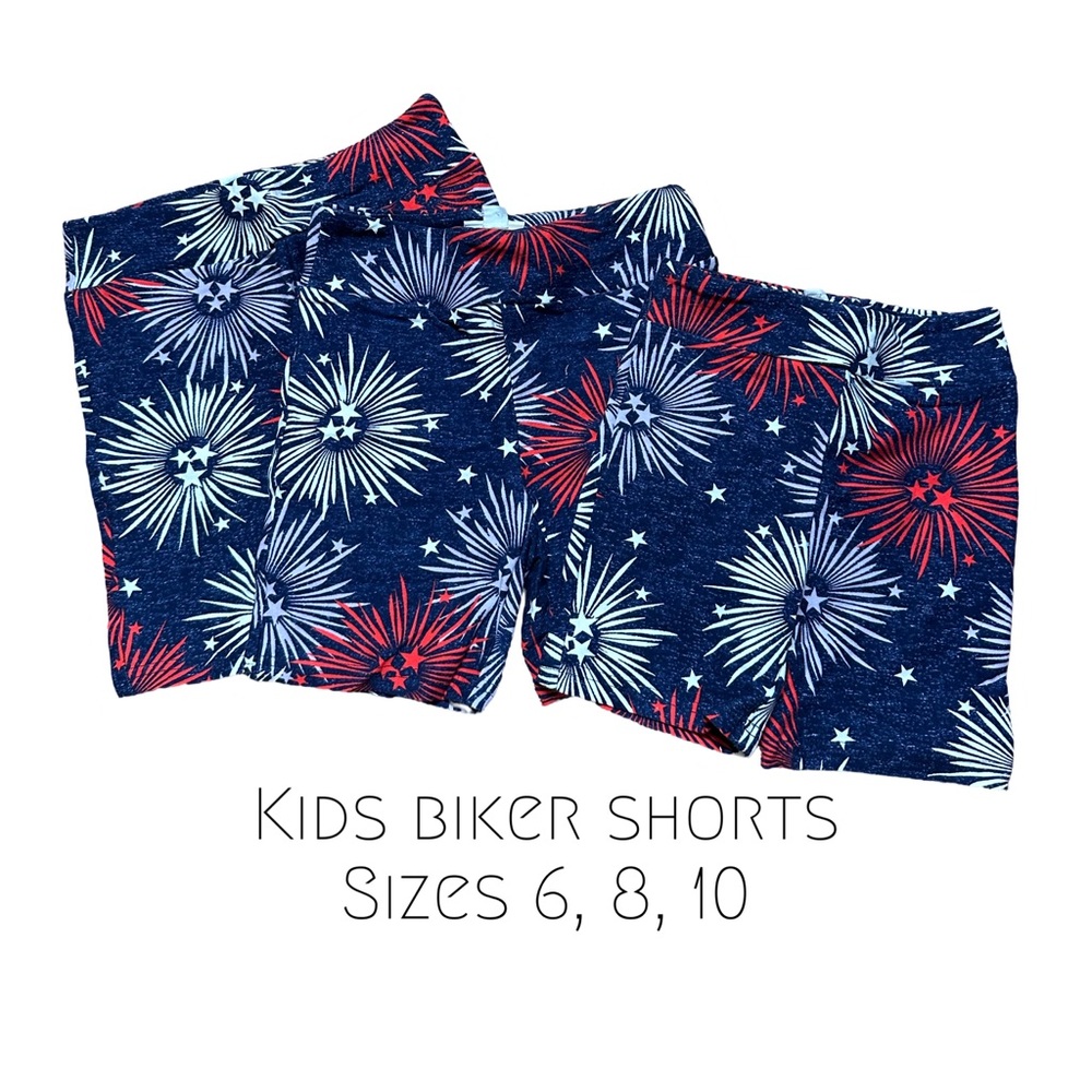Kids firework print biker shorts